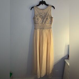 Elegant Embellished Cream Dress